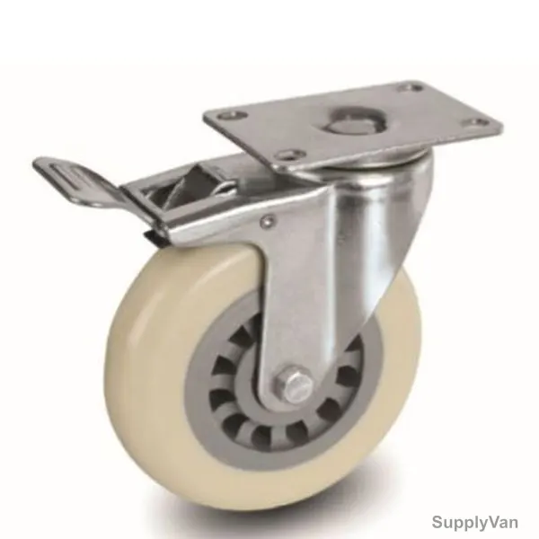 Brake Plate Caster, 32075, Medium Duty, 7.5CM, 80Kg