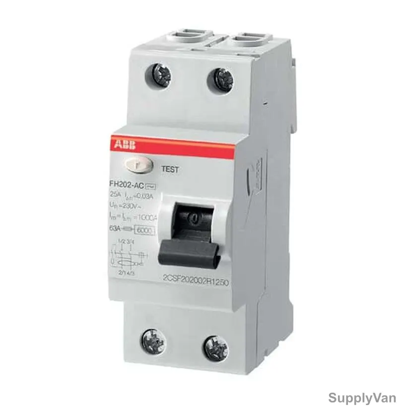 ABB Residual Current Circuit Breaker, FH202-AC-25-0-1, 2 Pole, 100mA, 25A