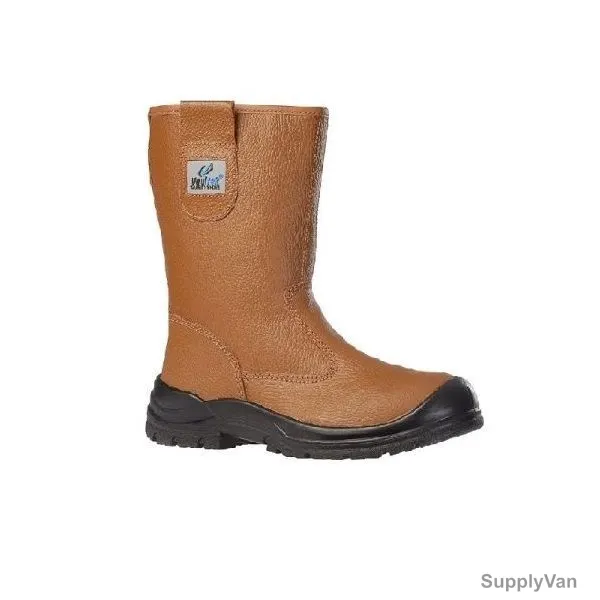 Vaultex Steel Toe Gumboots, UBA, Size44, Tan, Mid Calf