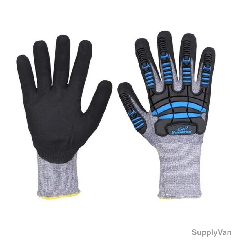 Vaultex Cut Level C Nitrile Foam Coated Mechanical Gloves, IMP, 2XL, Black/Grey
