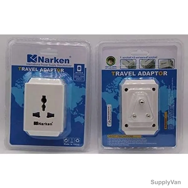 Narken Multi-Socket Plug Adapter, NK-918-K, 3 Way, White