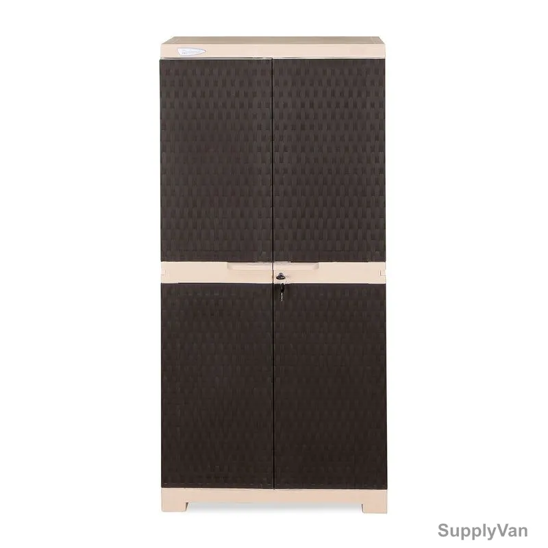 Nilkamal Freedom Mini Medium Freestanding Storage Cabinet, 4 Shelves, Plastic, Weathered Brown/Biscuit — image 1