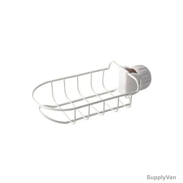 Faucet Sponge Holder, H0IB-096-A002, Stainless Steel, Silver/White