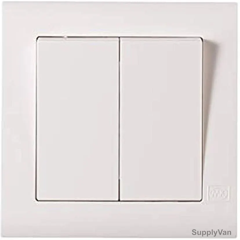 Mk Essential Wide Rocker Switch, 2 Gang, 1 Way, 10AX, White