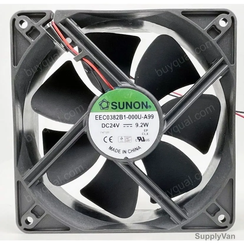 Sunon Axial Cooling Fan, EEC0382B1-000U-A99, 9.2W, 24VDC, 234.4 Cu.Mtr/Hr Airflow, Black