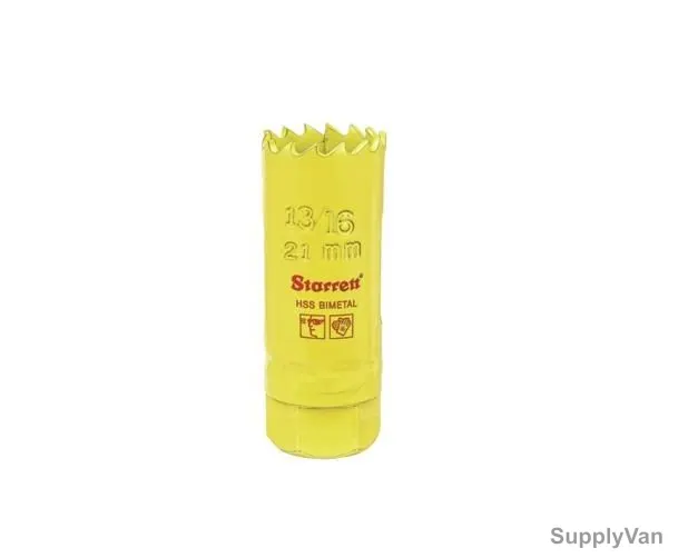 Starrett Hole Saw, SH1036, High Speed Steel, 21MM, 6 TPI, Yellow