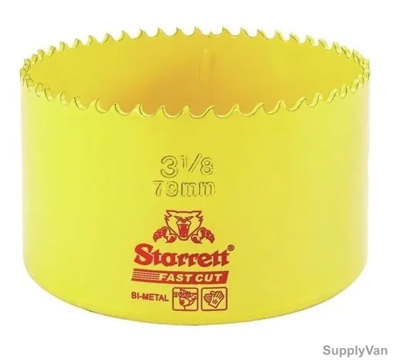 Starrett Hole Saw, FCH0318, High Speed Steel, 79MM, 5.5 TPI, Yellow