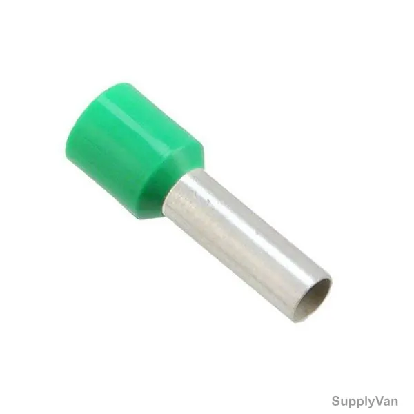 Bootlace Ferrule, E1012, 8 AWG, 10 SQ.MM x 12MM Length, Green, 100 Pcs/Pack