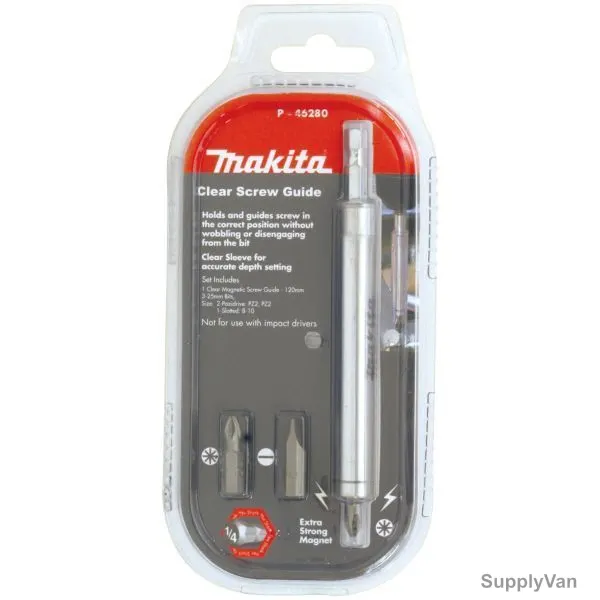 Makita Magnetic Screw Guide, P-46280, 120MM, w/ 3 Bits