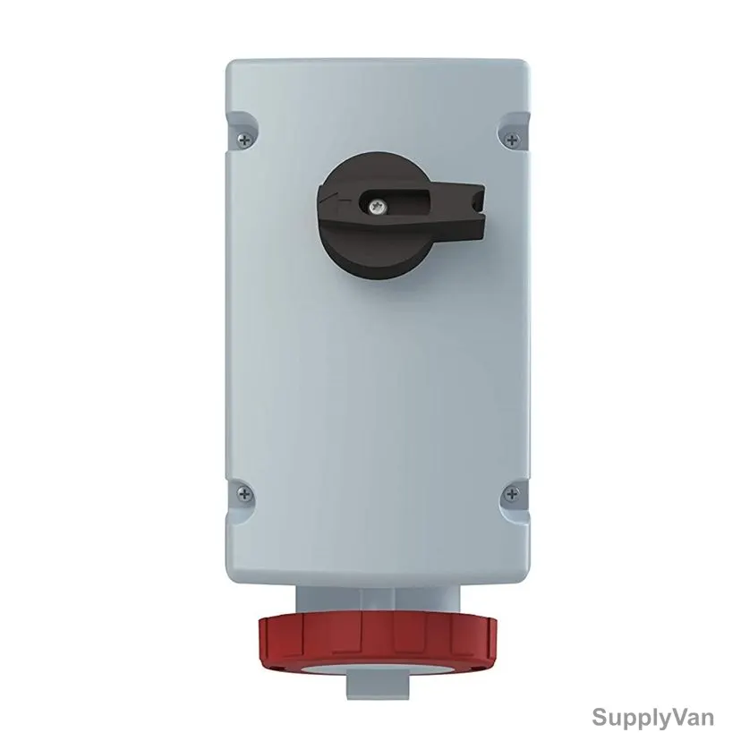 Abb Vertical Switched Interlocked Socket, 332MVS6W, 380-415V, IP67, 32A, Red/Grey