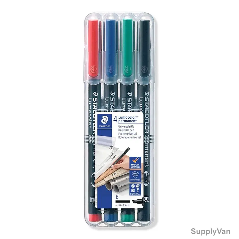 Staedtler Lumocolor OHP Permanent Marker, ST-314-WP4-B, 1.0-2.5MM Tip Size, Assorted Colors, 4 Pcs/Set — image 1