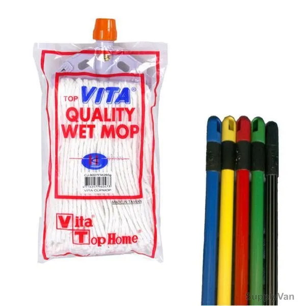 Vita Wet Mop With Holder, CJ9007FM+MH, Cotton, White — image 1