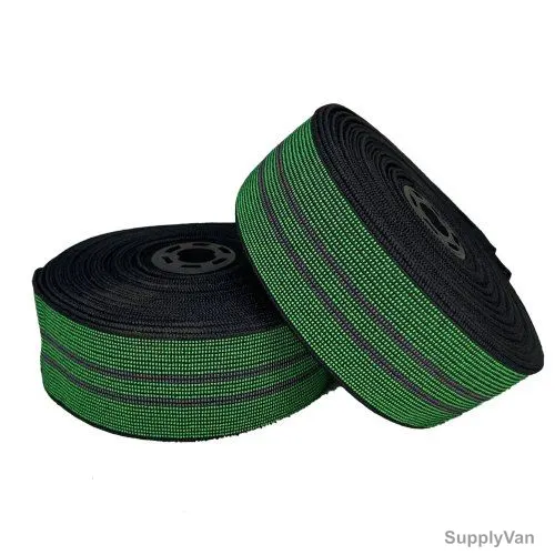 2 Line Elastic Webbing Tape, 80 Mtrs Length, Green, 5 Roll/Pack