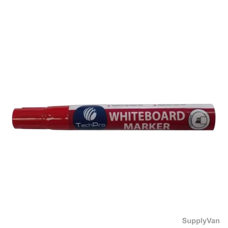 Techpro Whiteboard Marker, Chisel Tip, Red