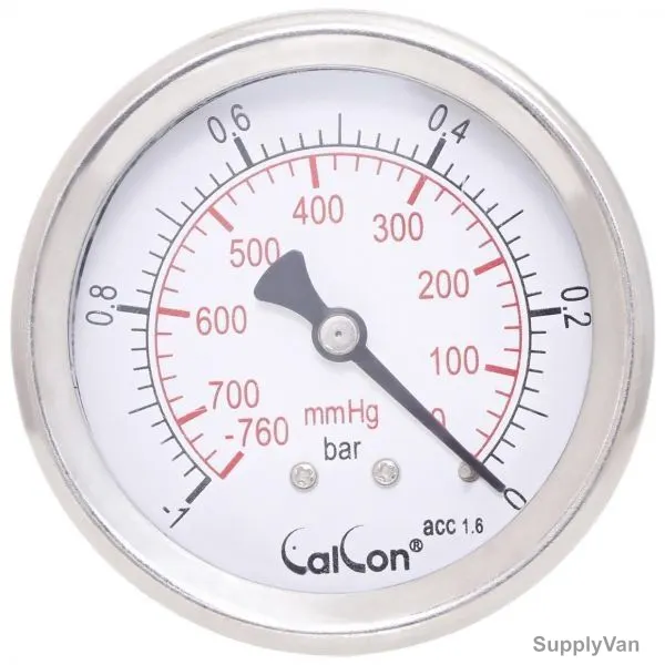Calcon Pressure Gauge, CC18D, 63MM, 1/4 Inch, NPT, -1-0 Bar