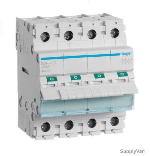 Hager Switch Disconnector, SBN490, 4P, 100A