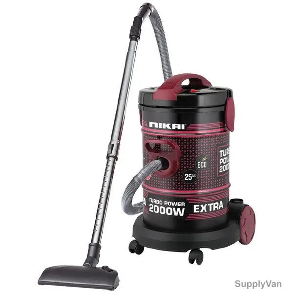 Nikai Canister Vacuum Cleaner, NVC350T, 2200W, 25 Ltrs, Black/Red