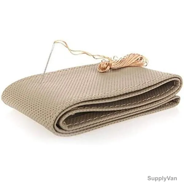 Anti-Slip Steering Wheel Cover, Microfiber Leather, 37-38CM Dia x 103.9CM Length, Beige — image 1