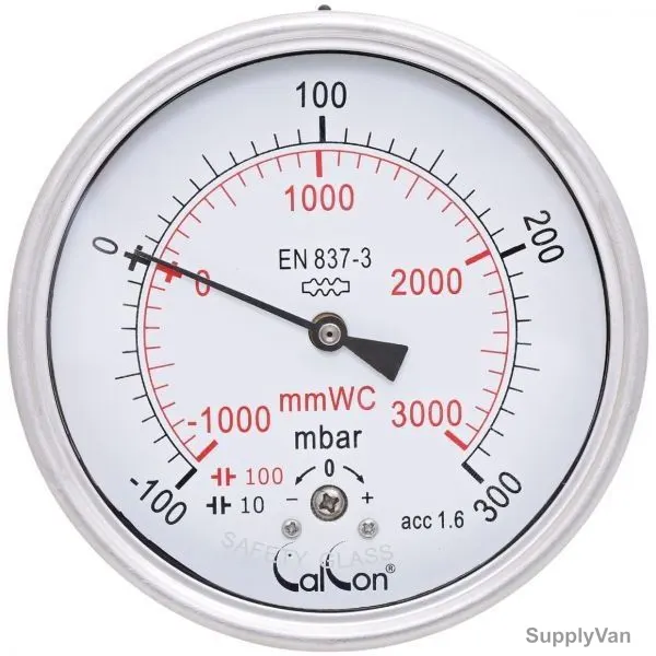 Calcon Capsule Pressure Gauge, CC98D, 100MM, 1/2 Inch, BSP, 100-300 Mbar