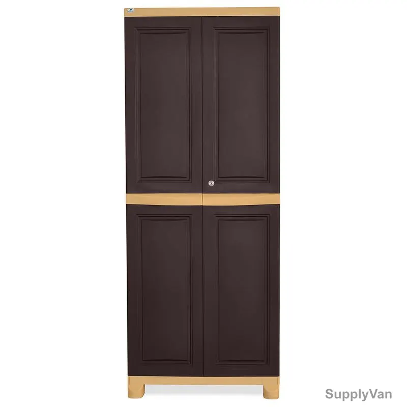 Nilkamal Freedom Big 1 Freestanding Storage Cabinet, 4 Shelves, Plastic, Weathered Brown/Biscuit — image 1