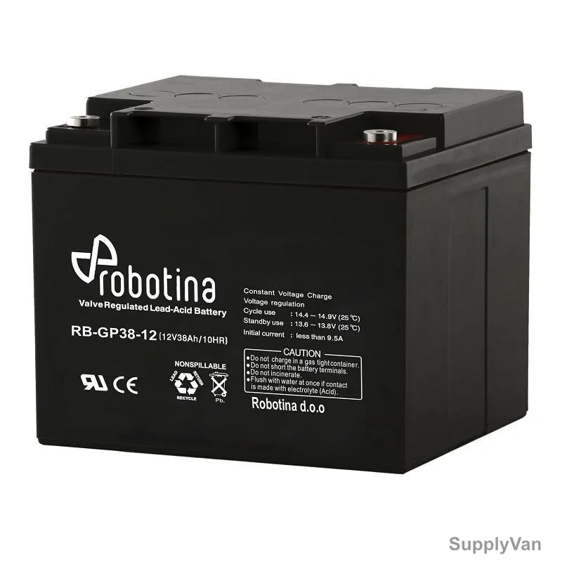 Robotina Valve Regulated Lead-Acid Battery, RB-GP38-12, AGM, 12V, 38Ah/10Hr