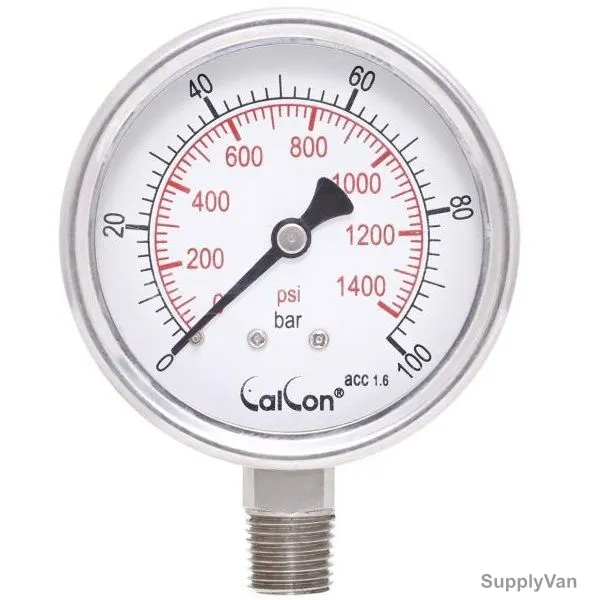 Calcon Pressure Gauge, CC18A, 63MM, 1/4 Inch, NPT, 0-100 Bar — image 1