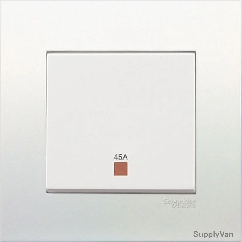 Schneider Electric Double Pole Switch With Neon, KB31DR45N, Vivace, 2 Gang, 45A, 250VAC, White — image 1