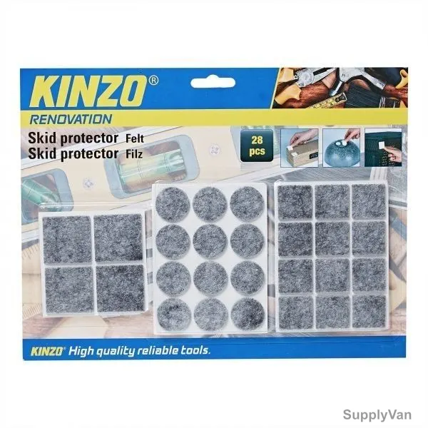 Kinzo Stick-On Skid Protector Felt Set, 15667, Grey, PK28