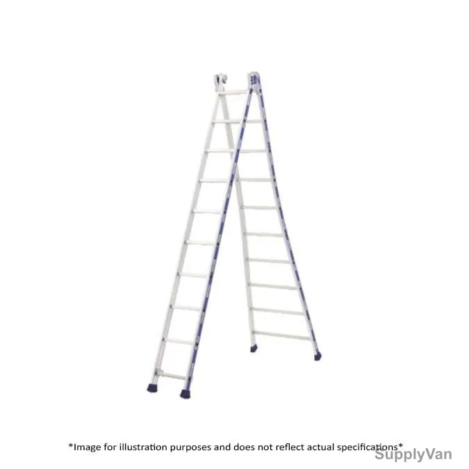 Tubesca Two-in-One Aluminium Ladder, 42812, Aluminium, 2 Side, 12 Steps, 3.44 Mtrs Max. Height, 150 Kgs Weight Capacity
