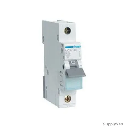 Hager Miniature Circuit Breaker, MU140A, 1P, Curve C, 40A