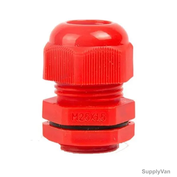 PVC Gland, M25 Thread Size, 11-17MM Cable Size, Red, 100 Pcs/Pack