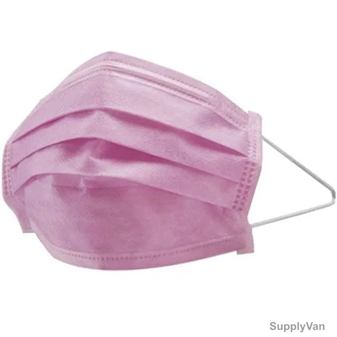 Disposable Face Mask, 3 Layer, Pink, 100 Pcs/Pack