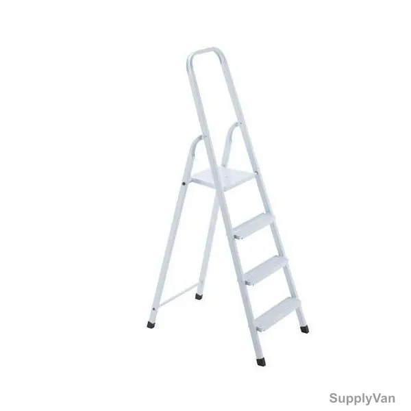 Robustline Step Ladder, 4 Steps, Steel, White