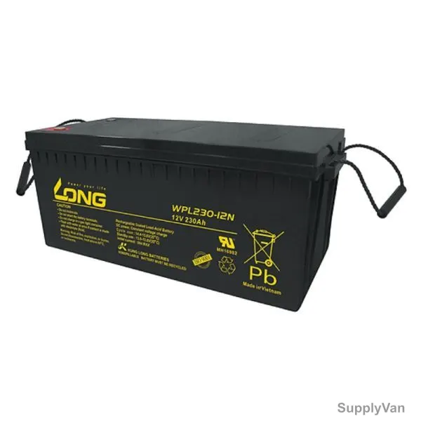 Long Rechargeable Sealed Lead Acid Battery, WPL230-12N, 12V, 230Ah/20 Hr