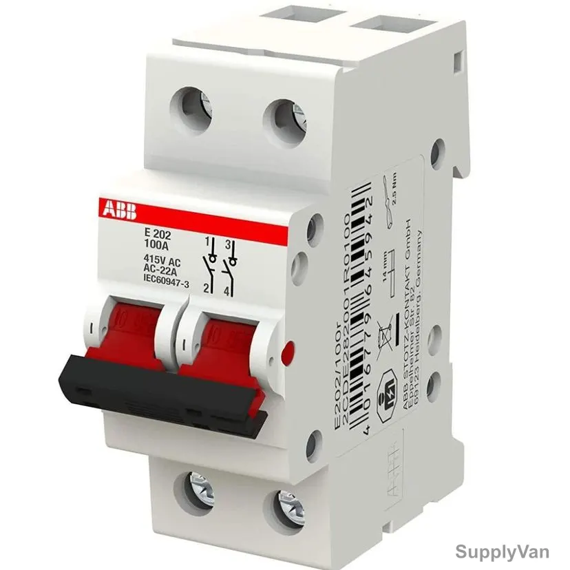 ABB Switch Disconnector, E202-100R, 2P, 100A — image 1