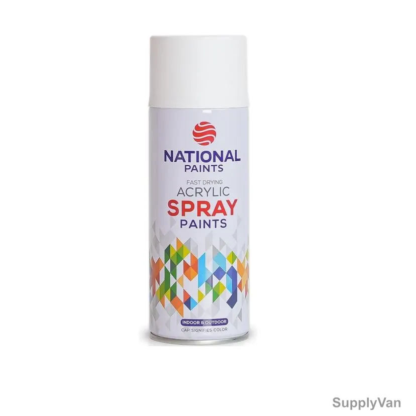 National Paints Acrylic Spray Paint, 800, 280GM, White, 12 Pcs/Box