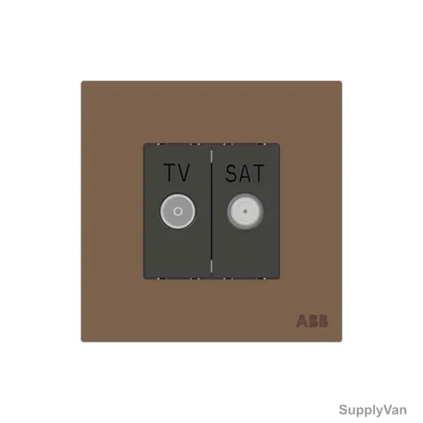 ABB TV and SAT Socket, AM31344-MO, Millenium, 1 Gang, Mocha Brown