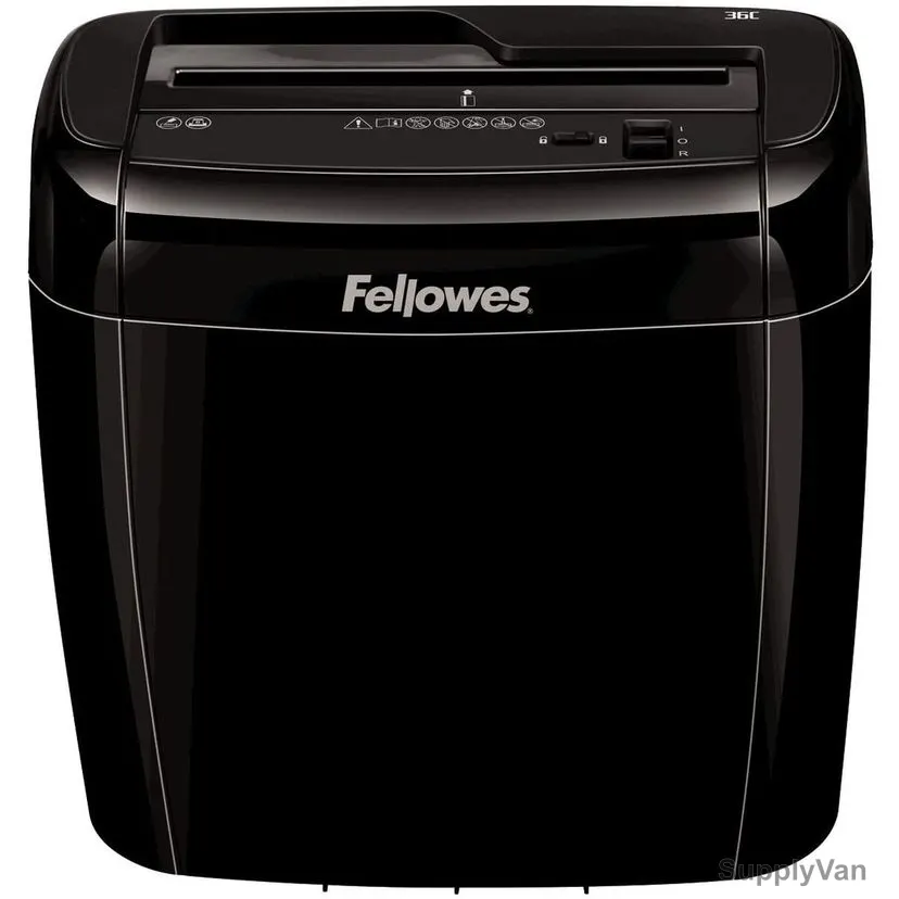 Fellowes Paper Shredder, 36C, Powershred, Cross-Cut, 6 Sheets, Black