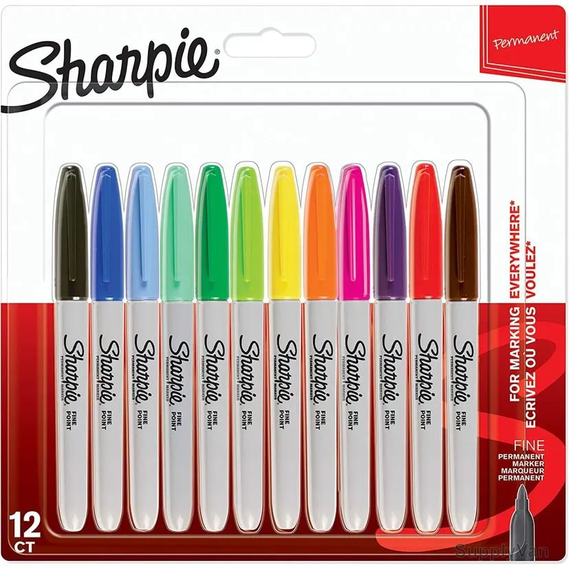 Sharpie Permanent Marker, SP-2065404, 0.9MM Tip Size, Assorted Colors, 12 Pcs/Set — image 1