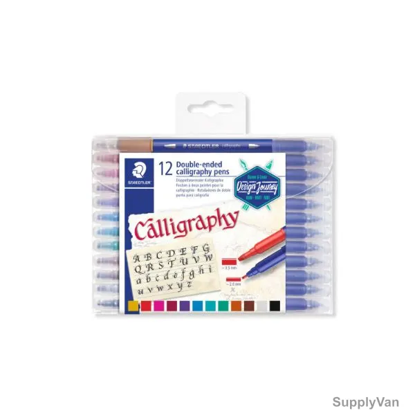 Staedtler Double End Calligraphy Pen Set, ST-3005-TB12, Assorted Colors, 12 Pcs/Set