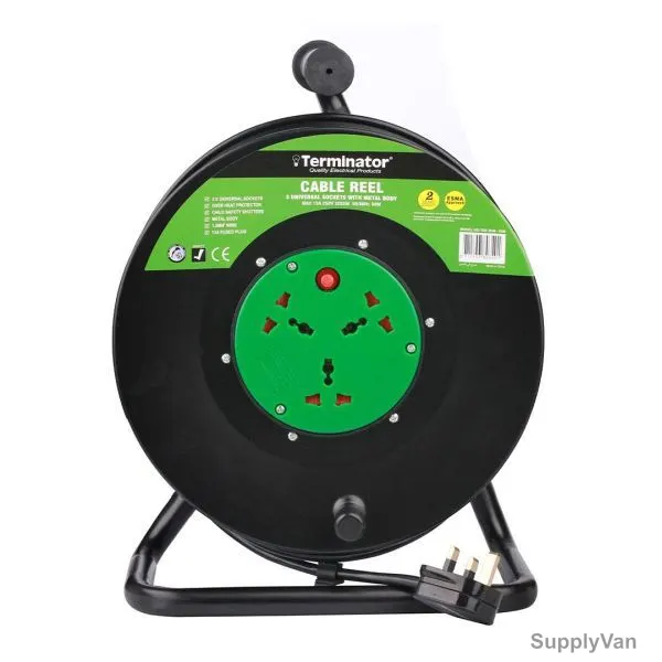 Terminator 3 Way Universal Power Extension Reel, TER-3UM-50M, 13A, 50 Mtrs Cable Length