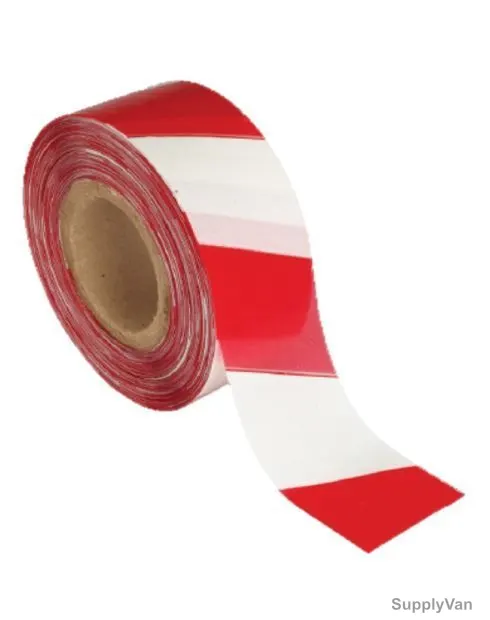 Workman Warning Tape, WT-AT-RED-WHITE, Striped, 3 Inch x 500 Mtrs