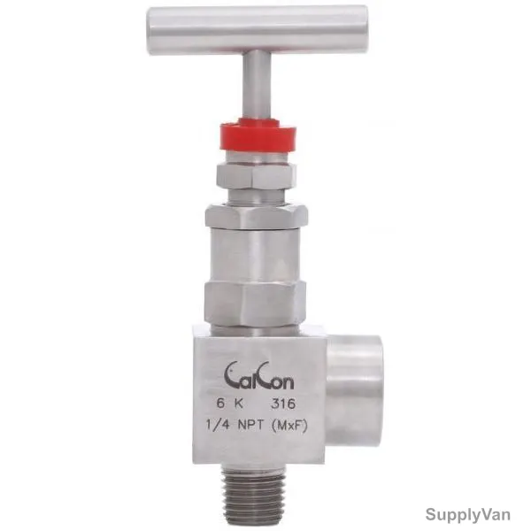 Calcon Angle Type Needle Valve, 1/4 Inch, MxFNPT