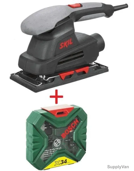 Skil Orbital Sander 7338AB Combo w/ Bosch X34 Drill Bit Accessory Set