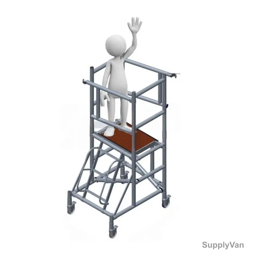 Topman Podium Ladder Access Scaffolding, ALPS-2, Aluminium, 2 Mtrs, 200-250 Kg Loading Capacity