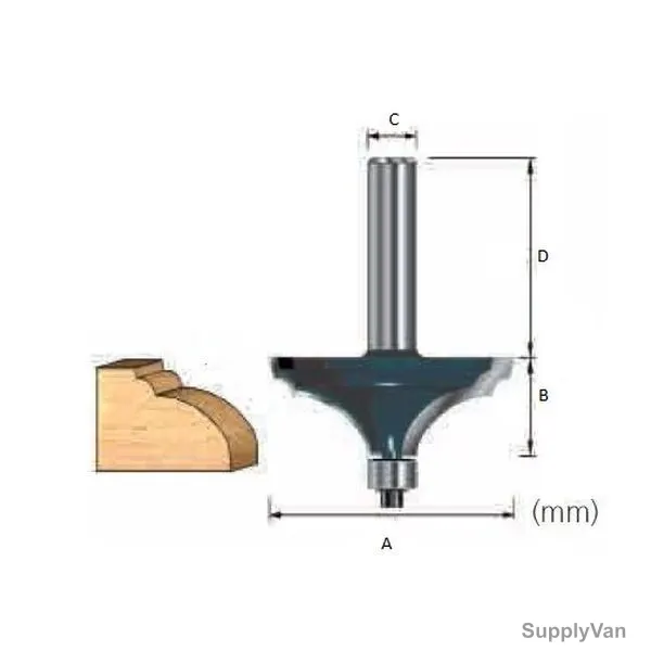 Makita Thumb Mold Router Bit, D-11782, 63.5x19MM