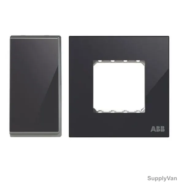 ABB Electrical Switch With Double Rocker Frame, AMD11622-BG+AMD5144-BG, Millenium, 2 Gang, 2 Way, 20A, Black Glass
