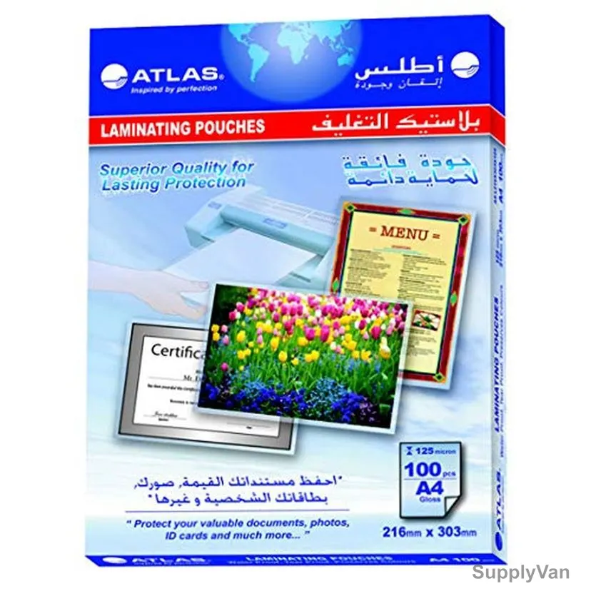 Atlas Laminating Pouch, A3, 125 Micron, 100 Pcs/Pack