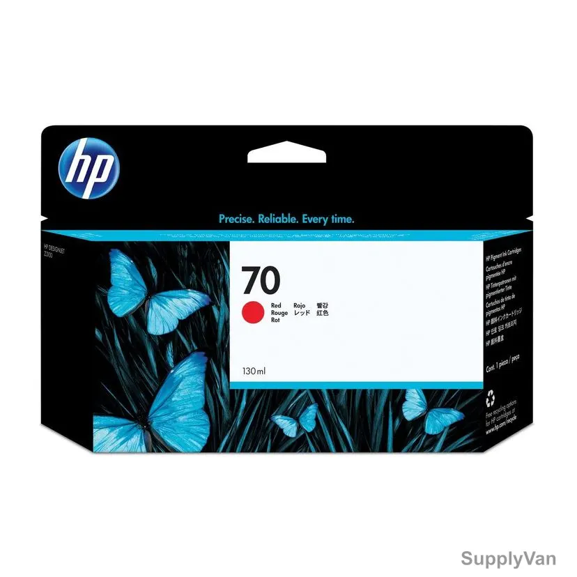 HP DesignJet Ink Cartridge, C9456A, 70, 130ML, Red