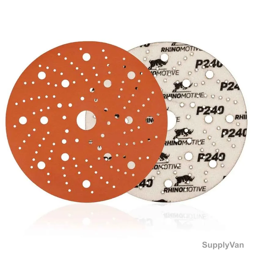 Rhinomotive Premium Extreme+ Multi-Hole Sanding Disc, R1511, 150MM, P240, Orange, 50 Pcs/Box — image 1